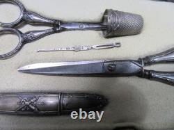 Antique solid silver sewing kit