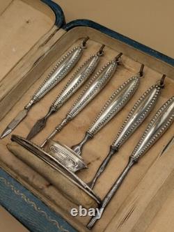 Antique solid silver sewing set, original case, late 19th century