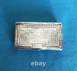 Antique solid silver snuff box VIEILLARD tobacco box Case no MINERVE