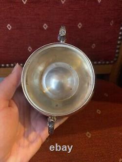 Antique solid silver sugar bowl with lions 19th century