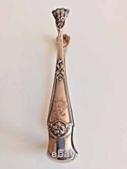 Antique solid silver sugar tongs, 19th century, Minerva hallmark, tableware, R/1
