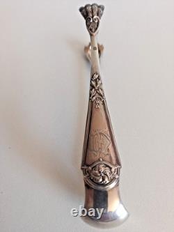 Antique solid silver sugar tongs, 19th century, Minerva hallmark, tableware, R/1