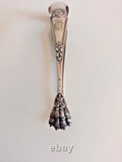 Antique solid silver sugar tongs, 19th century, Minerva hallmark, tableware, R/1