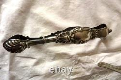 Antique solid silver sugar tongs, Vieillard hallmark, 19th century