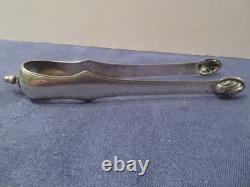 Antique solid silver sugar tongs with Vieillard hallmark, 19th century, 41 g