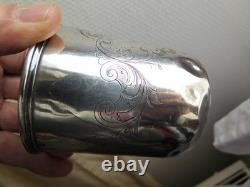 Antique solid silver tumbler, Minerva hallmark, weight 56 g