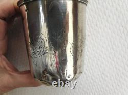 Antique solid silver tumbler, Minerva hallmark, weight 56 g