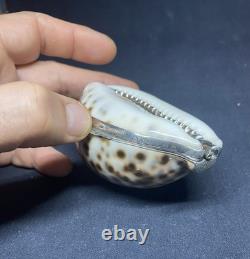 Antique speckled shell snuffbox in solid silver early 19th century