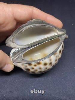 Antique speckled shell snuffbox in solid silver early 19th century
