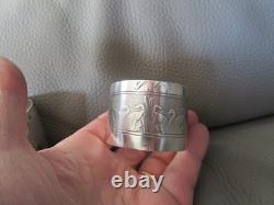 Antique sterling silver beaker and napkin ring with swan decoration, Barrier, 98 g