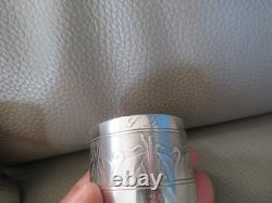 Antique sterling silver beaker and napkin ring with swan decoration, Barrier, 98 g