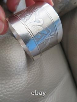 Antique sterling silver beaker and napkin ring with swan decoration, Barrier, 98 g