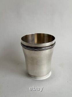 Antique sterling silver goblet with Art Deco ribbon decoration, Minerva mark