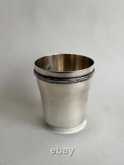 Antique sterling silver goblet with Art Deco ribbon decoration, Minerva mark