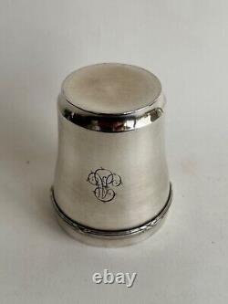 Antique sterling silver goblet with Art Deco ribbon decoration, Minerva mark