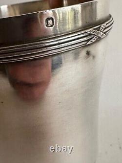 Antique sterling silver goblet with Art Deco ribbon decoration, Minerva mark