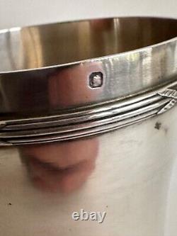 Antique sterling silver goblet with Art Deco ribbon decoration, Minerva mark