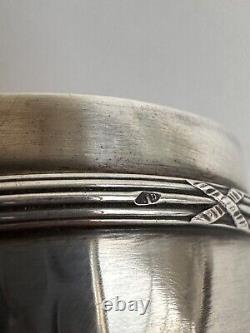 Antique sterling silver goblet with Art Deco ribbon decoration, Minerva mark