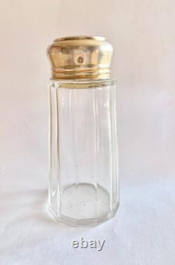 Antique sugar shaker with solid silver mount and cut crystal, weight 193.8 g