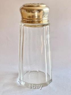 Antique sugar shaker with solid silver mount and cut crystal, weight 193.8 g