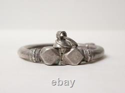 Antique superb heavy Rajasthan bracelet in solid silver, ethnic tribal, 19th century