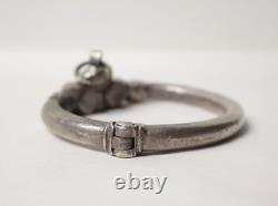 Antique superb heavy Rajasthan bracelet in solid silver, ethnic tribal, 19th century