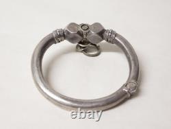 Antique superb heavy Rajasthan bracelet in solid silver, ethnic tribal, 19th century