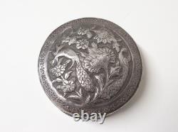 Antique superb round box in solid silver, richly decorated, Ottoman Empire, 19th-20th century