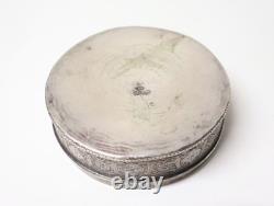 Antique superb round box in solid silver, richly decorated, Ottoman Empire, 19th-20th century