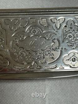 Antique tobacco snuff box / solid silver snuff box Minerva hallmark