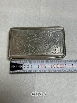 Antique tobacco snuff box / solid silver snuff box Minerva hallmark