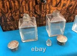 Antique travel toilet kit signed BRAMAH London crystal Solid silver