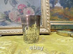 Antique very beautiful solid silver goblet XIXth Minerva hallmark very ornate
