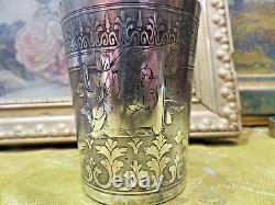 Antique very beautiful solid silver goblet XIXth Minerva hallmark very ornate