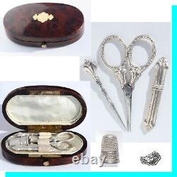 Argent Necessary Miniature Sewing Box Old Toy Sewing Etui Child