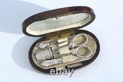 Argent Necessary Miniature Sewing Box Old Toy Sewing Etui Child