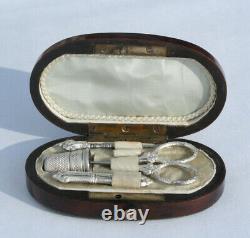 Argent Necessary Miniature Sewing Box Old Toy Sewing Etui Child