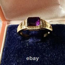 Art Deco Ancienne Bague In Vermeil, Natural Amethyst, Topaze, Or Argent