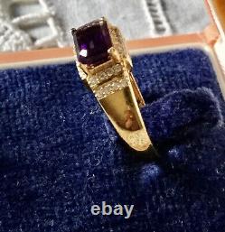 Art Deco Ancienne Bague In Vermeil, Natural Amethyst, Topaze, Or Argent