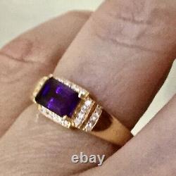 Art Deco Ancienne Bague In Vermeil, Natural Amethyst, Topaze, Or Argent