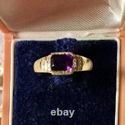 Art Deco Ancienne Bague In Vermeil, Natural Amethyst, Topaze, Or Argent