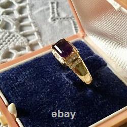 Art Deco Ancienne Bague In Vermeil, Natural Amethyst, Topaze, Or Argent