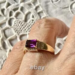 Art Deco Ancienne Bague In Vermeil, Natural Amethyst, Topaze, Or Argent