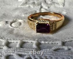 Art Deco Ancienne Bague In Vermeil, Natural Amethyst, Topaze, Or Argent