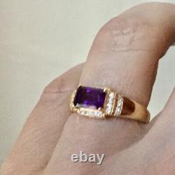 Art Deco Ancienne Bague In Vermeil, Natural Amethyst, Topaze, Or Argent