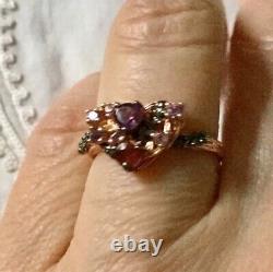 Art Deco Ancient 14k Gold Ring Pink, Silver Massif, True Amethyst Rubis