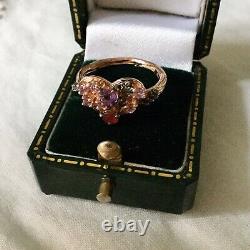 Art Deco Ancient 14k Gold Ring Pink, Silver Massif, True Amethyst Rubis