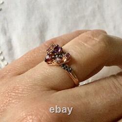 Art Deco Ancient 14k Gold Ring Pink, Silver Massif, True Amethyst Rubis