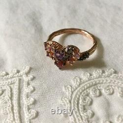 Art Deco Ancient 14k Gold Ring Pink, Silver Massif, True Amethyst Rubis