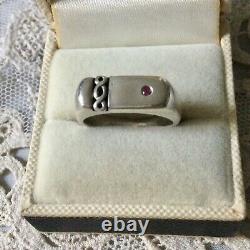 Art Deco Ancient Ring Tank Natural Ruby, Silver Massif